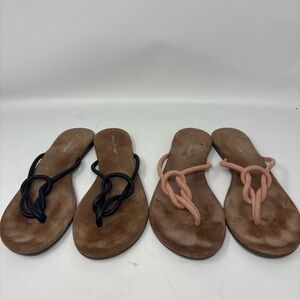 Lot Of  2 Jeffrey Campbell  Malia Leather Knot Suede Sandals Flip Flops Sz 7